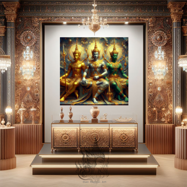 ภาพศิลปะ : สามมหาเทพ | Art work :Three Gods Oil Paint on Canvas