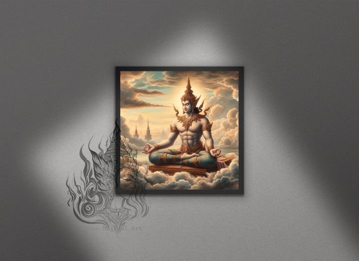 ภาพ โพธิสัตว์บำเพ็ญ-02 สีน้ำมัน บนแคนวาส : Pothisatra Meditate Art Work Oil Paint on Canvas